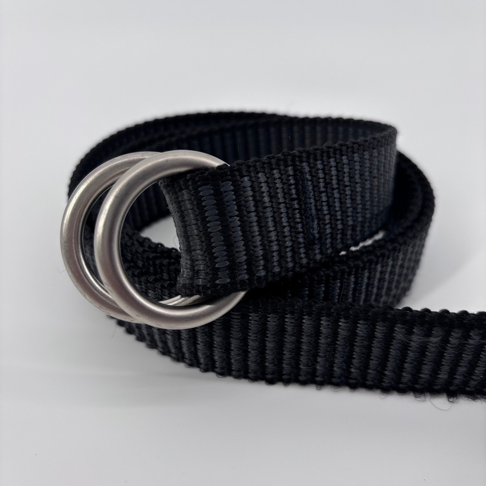Bison Designs Double Ring Web Belt Mens‎ L Black D-Ring Nylon Hiking Utility